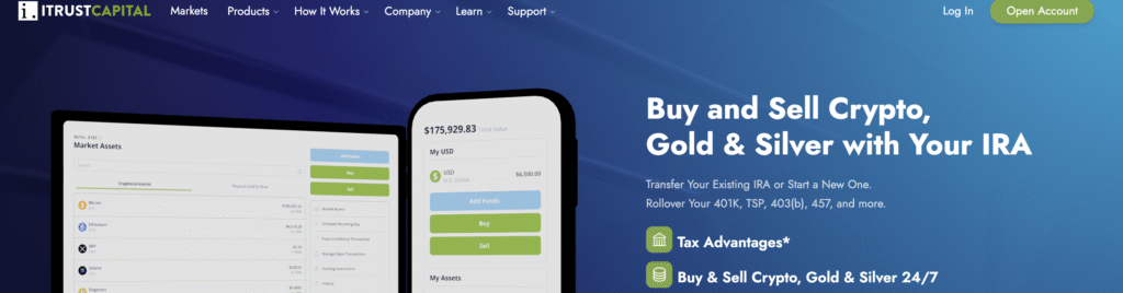iTrustCapital.com trading dashboard screenshot