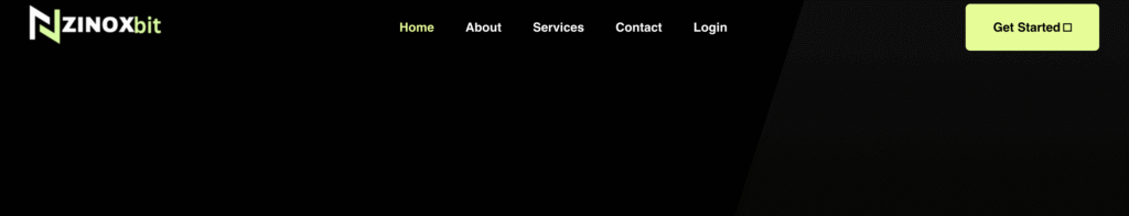 Zinoxbit.com homepage interface.