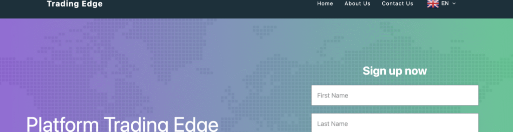 Screenshot of TradingEdgeApp.com homepage.