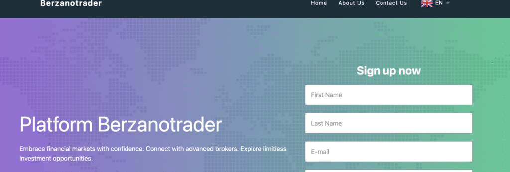 Screenshot of Berzanotrader.net scam platform review