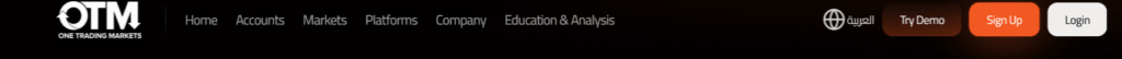 Screenshot of OneTradingMarkets.com homepage.