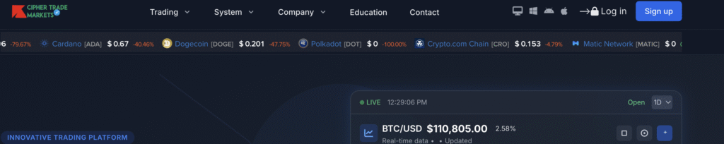 Cipher Trade Markets review warning icon