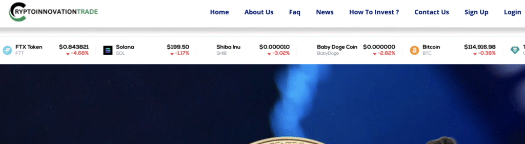 CryptoInnovationTrade.com scam trading platform screensho