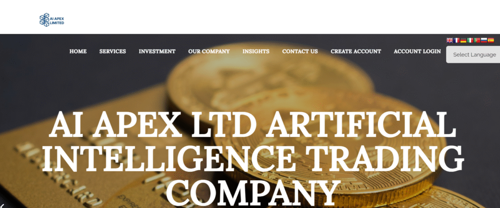 AI-Apexslimited.org homepage showing scam warning