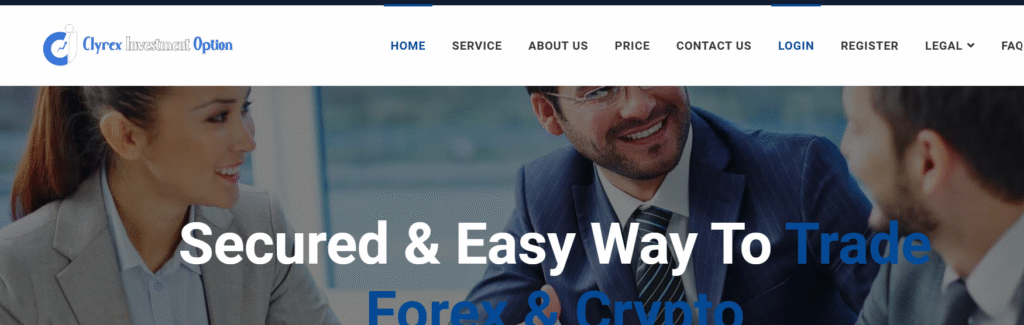 ClyrexInvest.com scam dashboard example