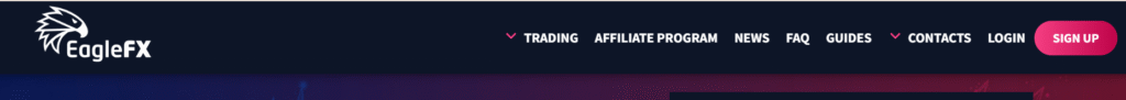 EagleFXBroker.com homepage showing unregulated trading platform