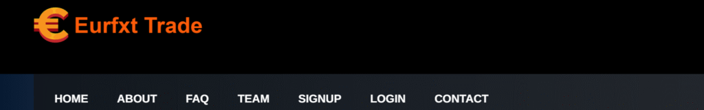 EurfxtTrade.net website homepage displaying investment options.