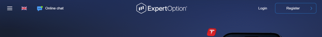 ExpertOption.com dashboard showing trading interface.