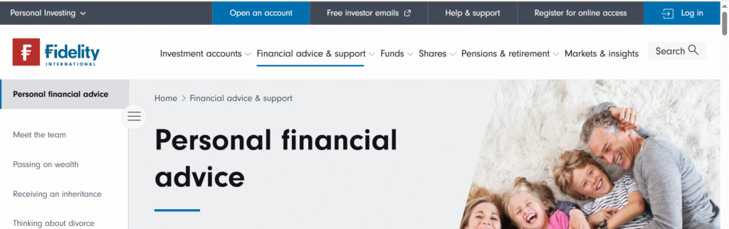 Fidelity.co.uk website homepage