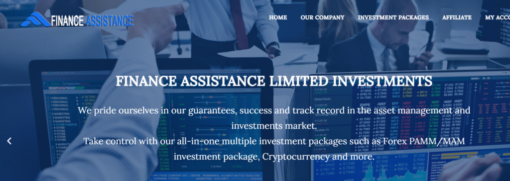 FinanceAssistanceLtd.com scam homepage