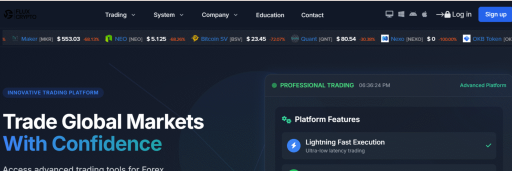 FluxCrypto.top homepage screenshot