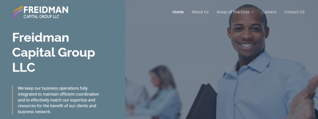 Freidmancapitalgrp.com website homepage claiming investment returns.
