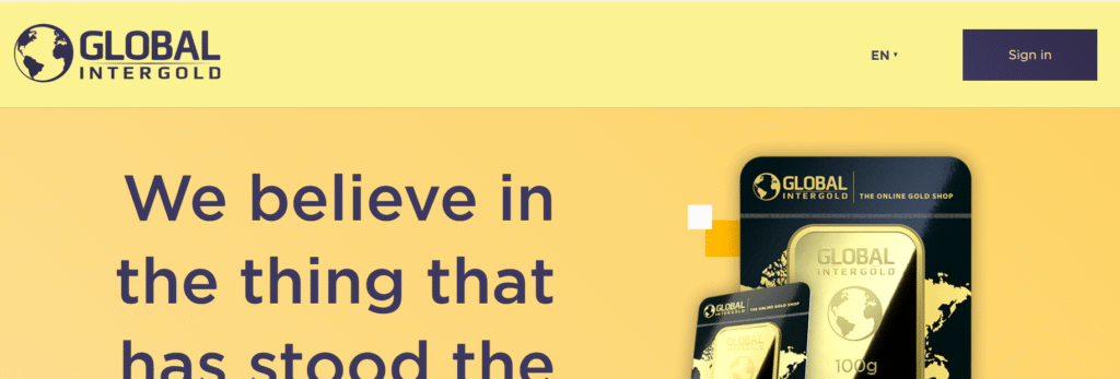 GlobalIntergold.com website homepage