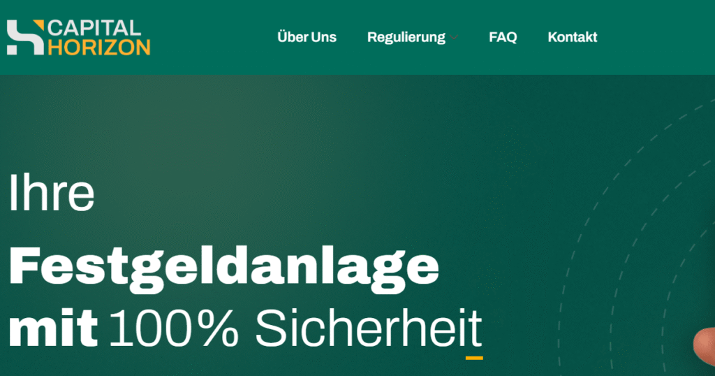 Capital-Horizon.eu homepage screenshot showing investment platform interface