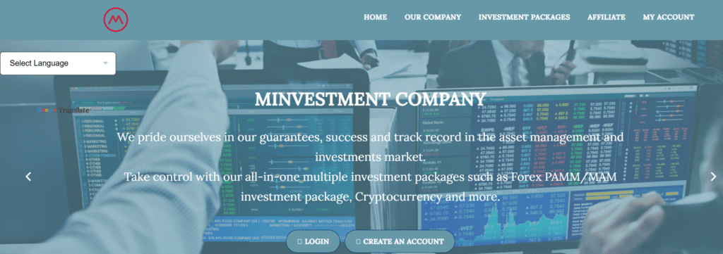 MinvestmentCompany.com homepage screenshot