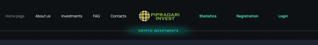 Screenshot of PipradariInvest fake investment dashboard