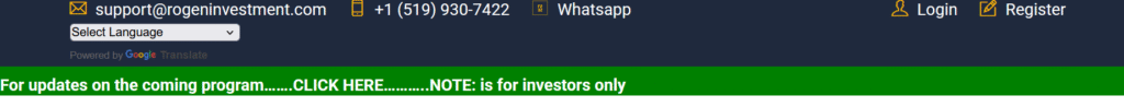 creenshot of RogenInvestmentLtd.com homepage