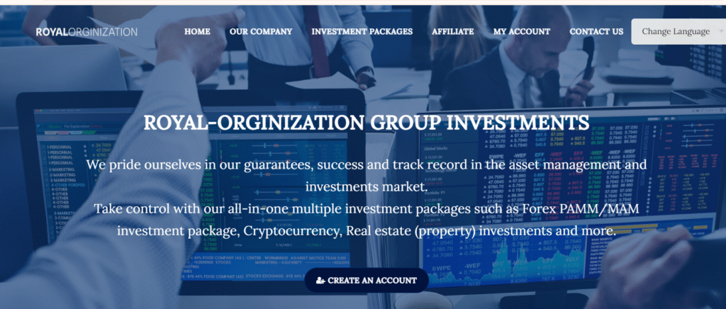 Royal-Orginization.xyz homepage scam warning