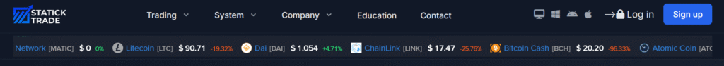 StatickTrade.com scam warning showing the platform's homepage.