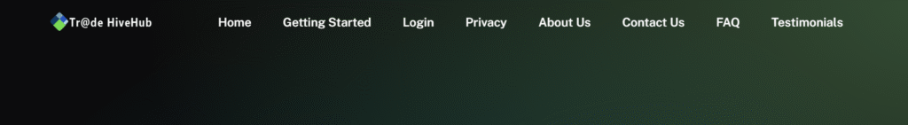 TradeHiveHub.com homepage showing scam warning