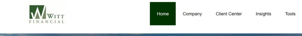 WittFinancialAZ.com homepage screenshot showing scam warning signs.