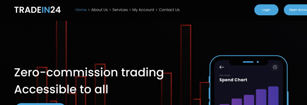 Screenshot of Tradein24.com homepage showing login screen”.