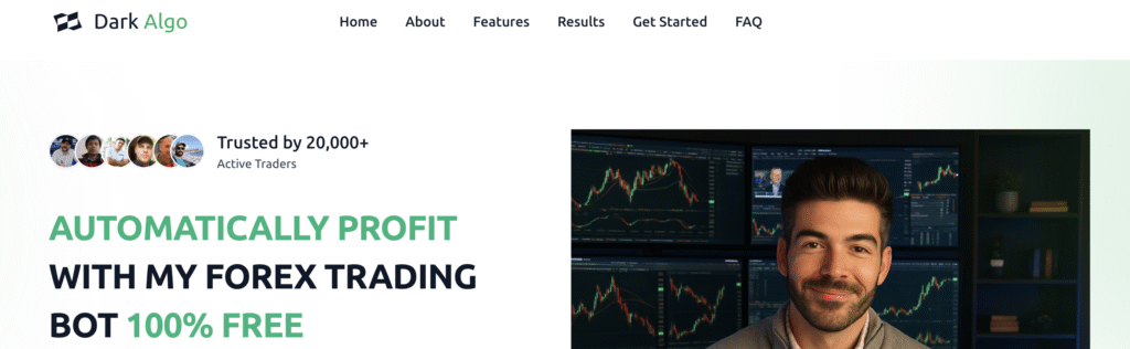 DarkAlgoTrading.com trading dashboard screenshot