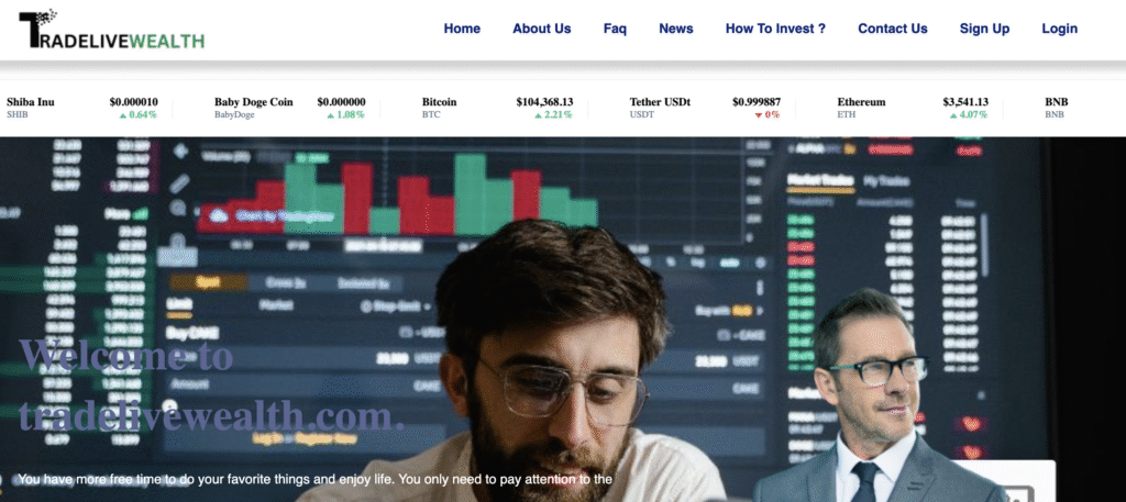 Screenshot of TradeliveWealth.com dashboard showing unreal returns”