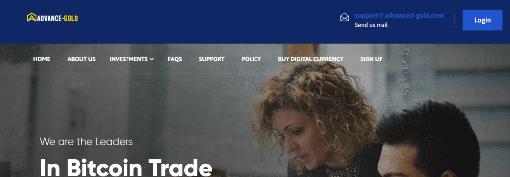 Advanced-Gold.com scam website homepage