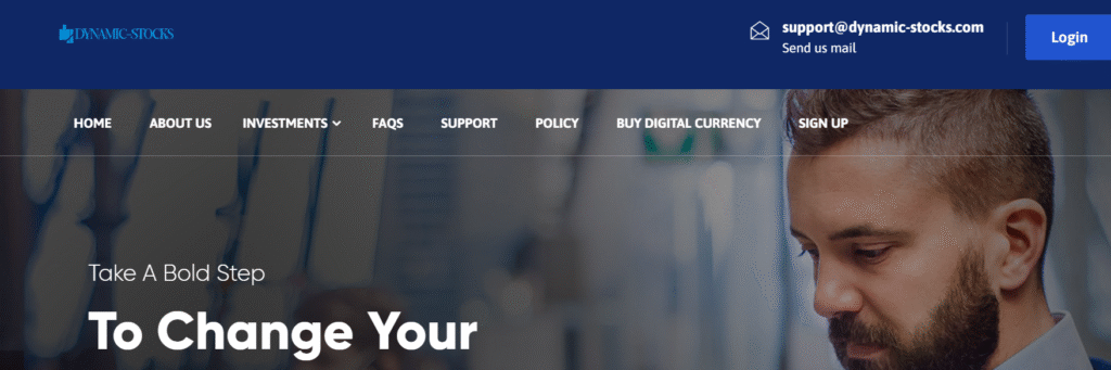 Screenshot of Dynamic-Stocks.com dashboard showing unreal profit claim