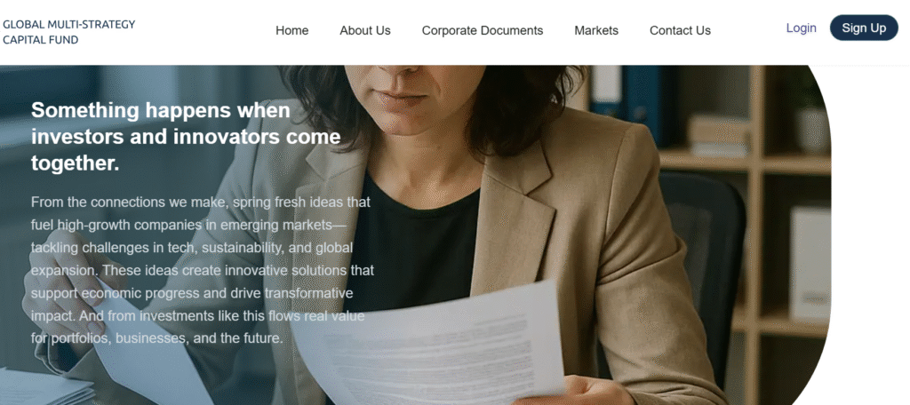 GlobalMultiStrategyCapital.org website screenshot showing scam warning