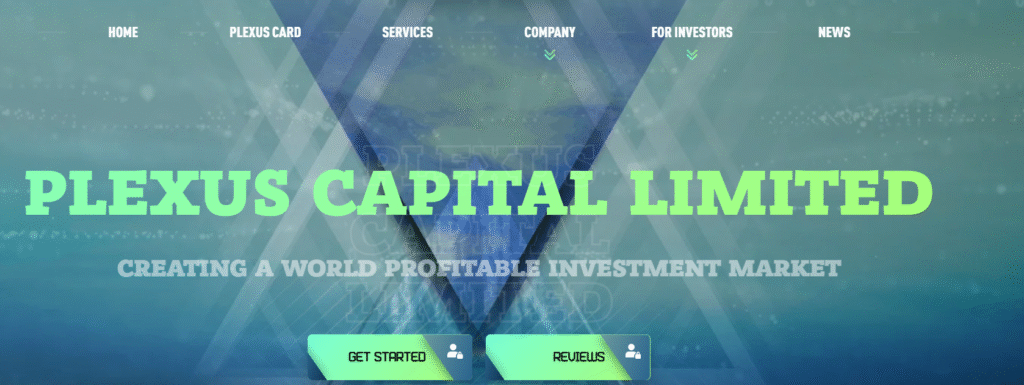 PlexusCapital.net website homepage showing scam indicators