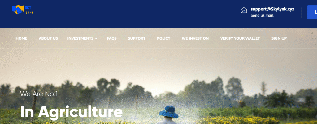 Screenshot of the Skylynk.ltd website homepage showing interface and layout.